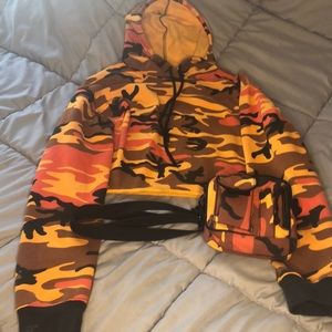 COPY - Orange Camo Crop hoodie with matching fann…